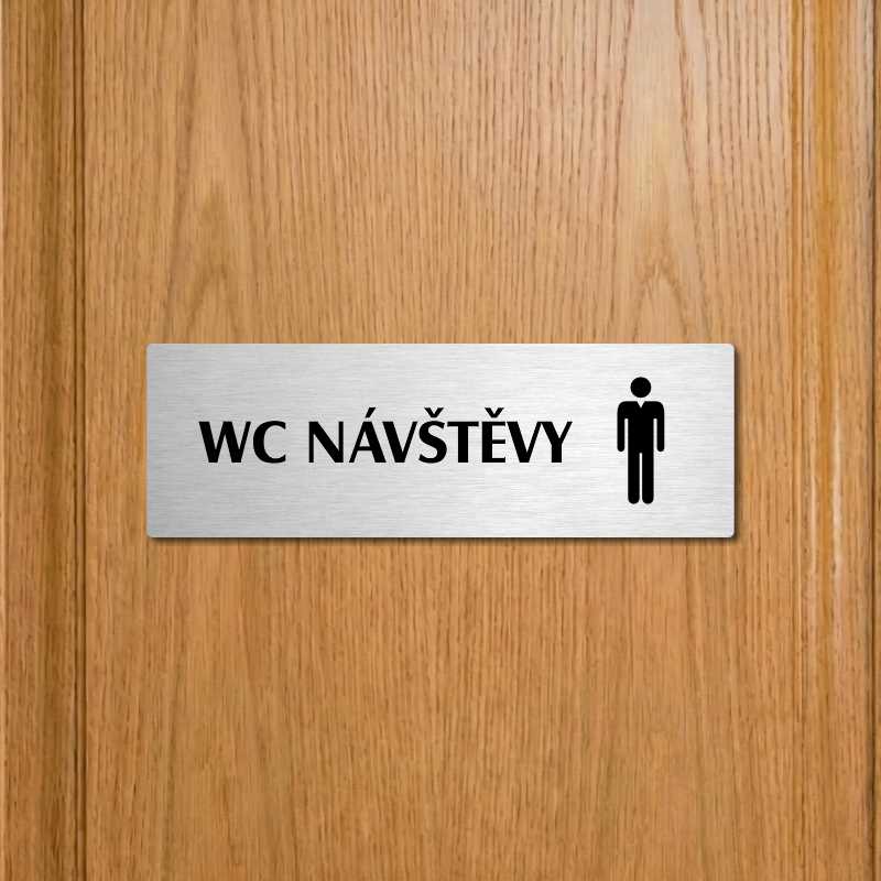 WC návštěvy muži, 240x79mm, zlatá popiska s okrasným rámečkem  